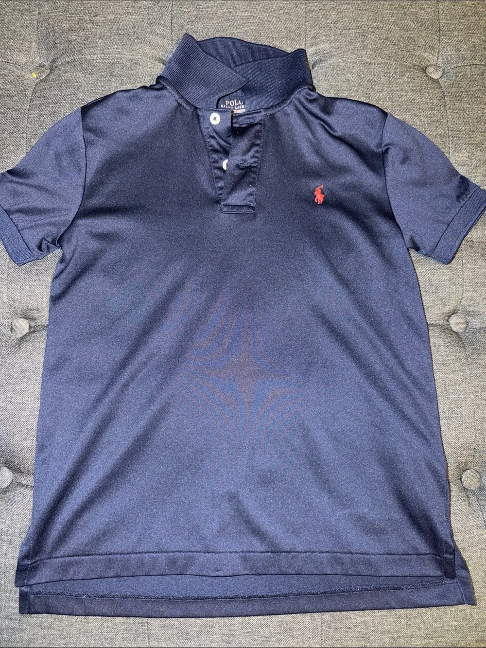 Boys Ralph Lauren Navy Polo with Red Pony Embroidery - Performance shirt